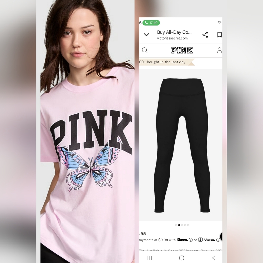 Nwt Victoria's Secret Butterfly Tee & Legging Bundle Size Small